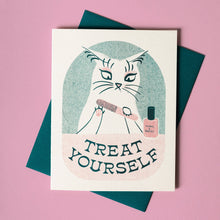 Load image into Gallery viewer, Treat Yourself - Risograph Greeting Card
