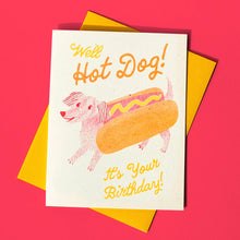 Load image into Gallery viewer, Hot Dog - Risograph Birthday Card
