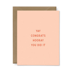 Yay Congrats Hooray Encouragement Greeting Card
