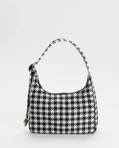 Camera Crossbody : Black & White Pixel Gingham - Baggu