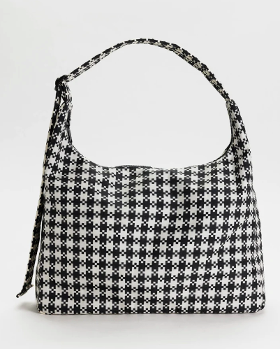 Camera Crossbody : Black & White Pixel Gingham - Baggu