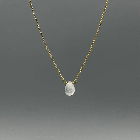 Dainty Gemstone Drop Necklace: Moonstone / Gold Filled