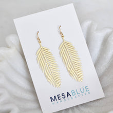 Load image into Gallery viewer, Brass Feather Leaf Earrings
