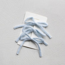 Load image into Gallery viewer, Short Angora Knit Ribbon Hair Bow Pin Set: Baby Blue
