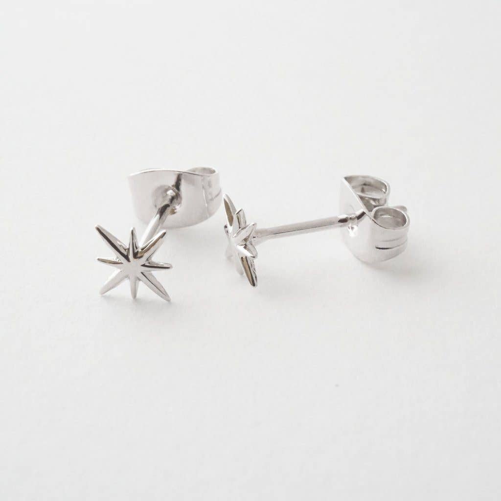 Celestial Starburst Studs: Silver