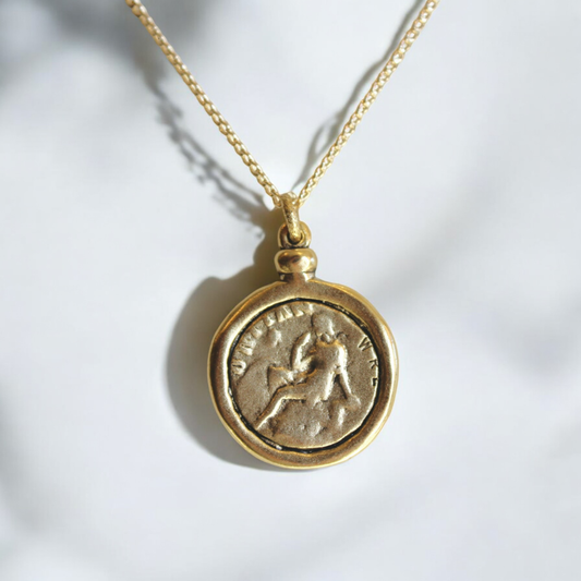 Antiqued Gold Coin Pendant