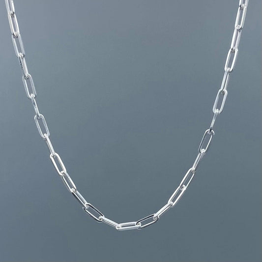 Silver 2.5mm Paperclip Chain: 16