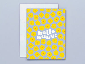 Hello Baby Flower Pattern New Baby Card