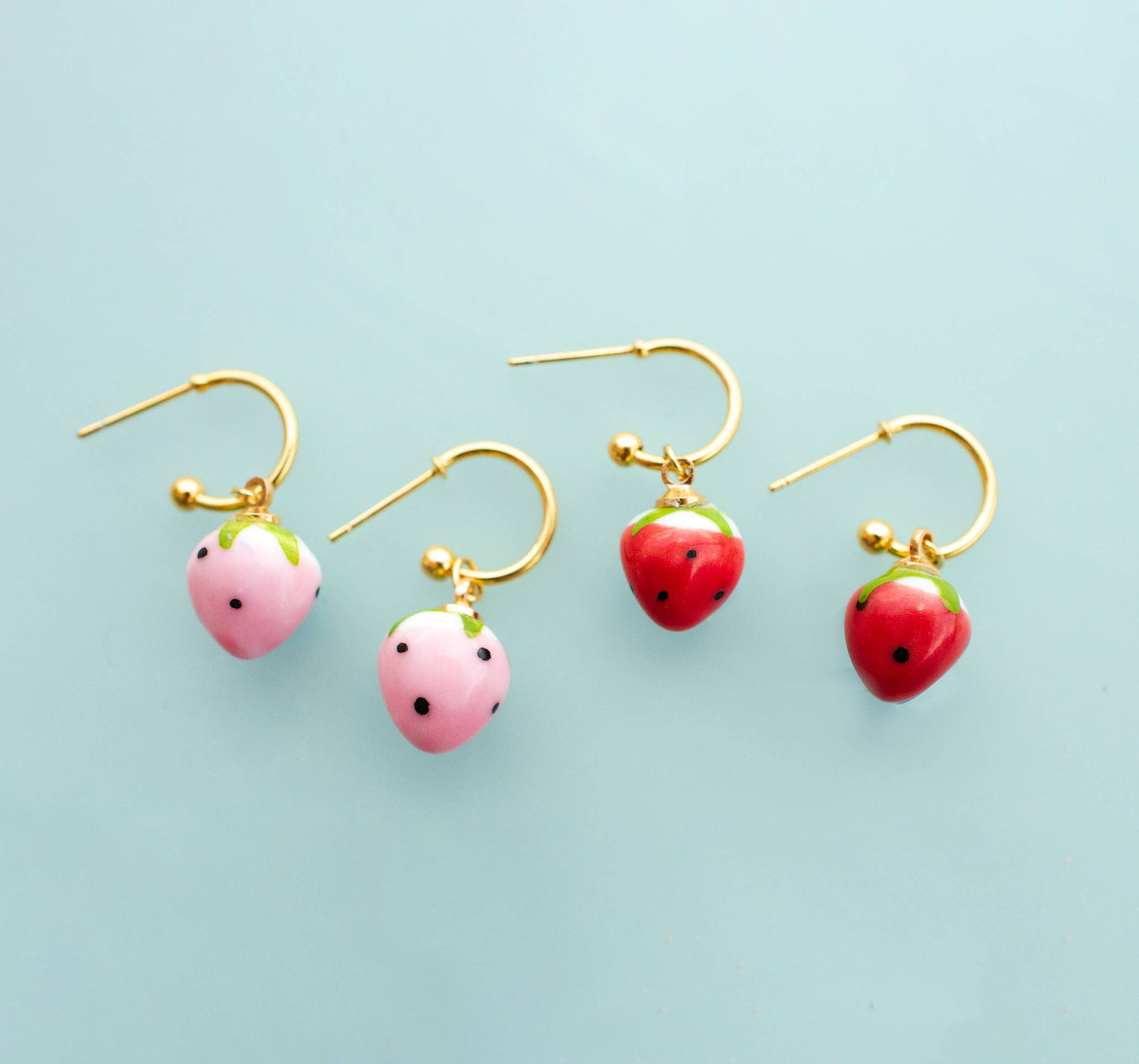 Strawberry Hoop Earrings: Pink