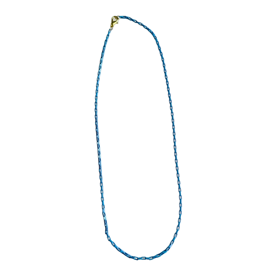 Colorful Box Chain Charm Layering Necklace: Medium Blue