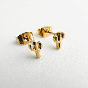 Cactus Stud Earrings: Gold