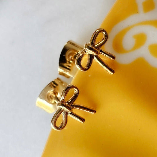 Bitty Bow Studs: Gold