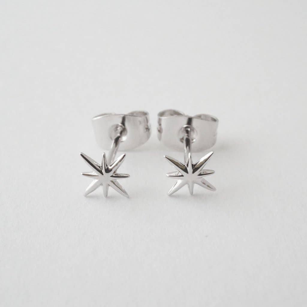 Celestial Starburst Studs: Silver