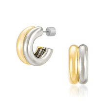 Load image into Gallery viewer, Nolan Two-Toned Hoops: Gold plate
