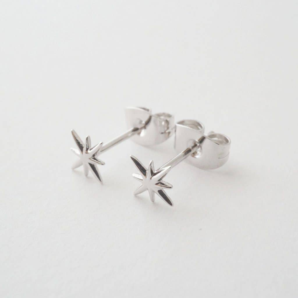 Celestial Starburst Studs: Silver