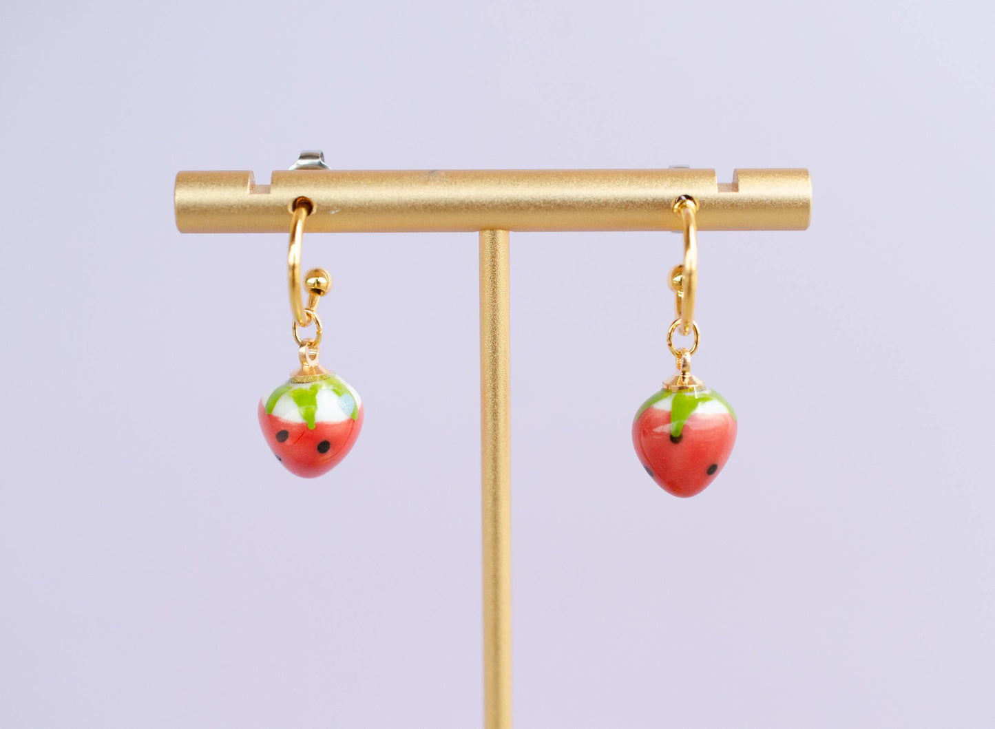 Strawberry Hoop Earrings: Pink