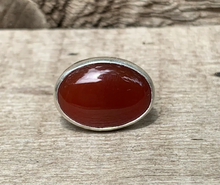 Load image into Gallery viewer, Horizontal Elegant Oval Blood Red Orange Carnelian Ring: 8
