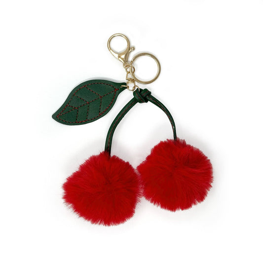 Pom Pom Cherries Key 🍒 Chain/ Bag Charm: Red