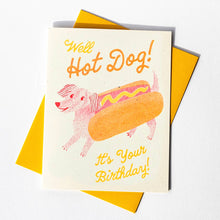 Load image into Gallery viewer, Hot Dog - Risograph Birthday Card
