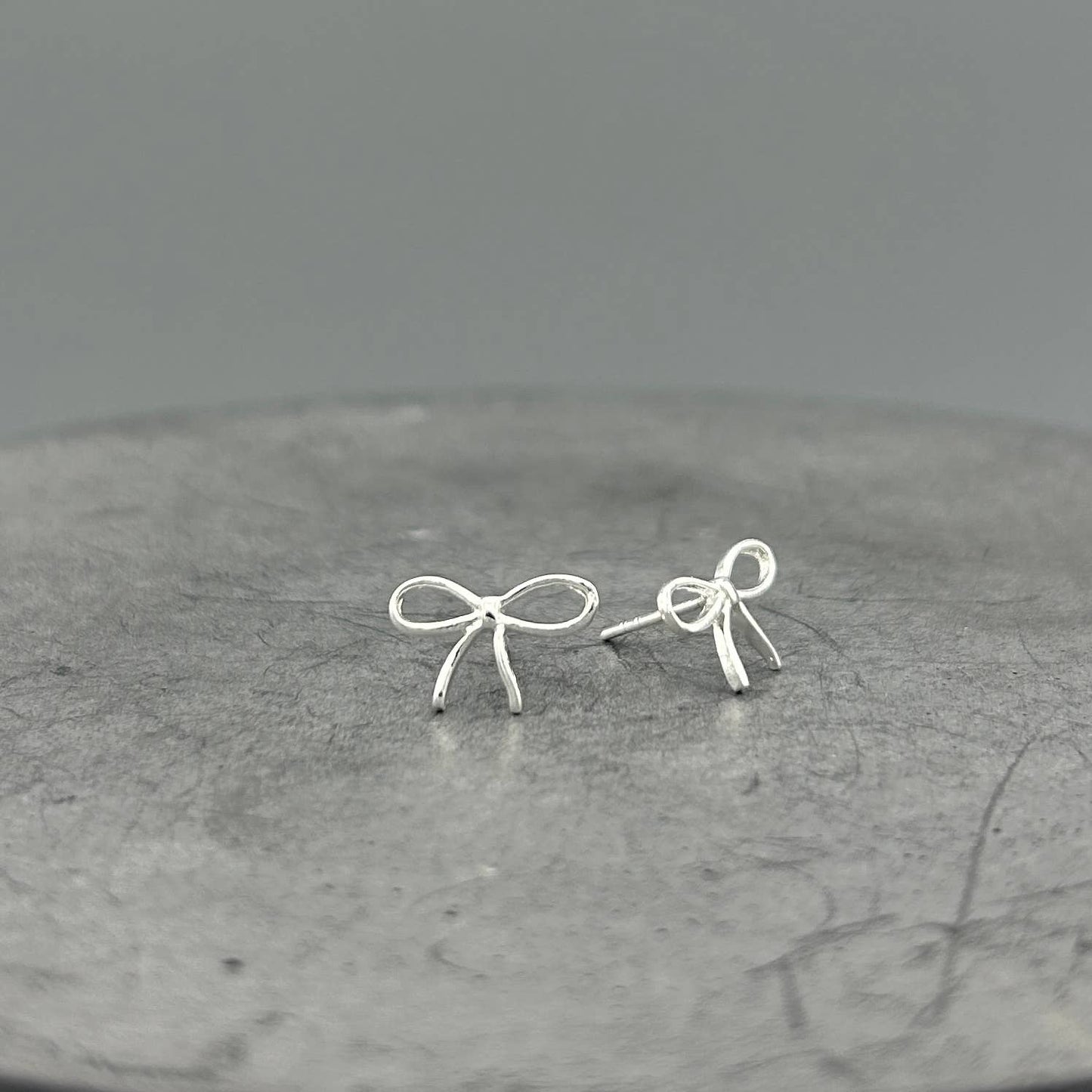 Large Silver Bow Studs