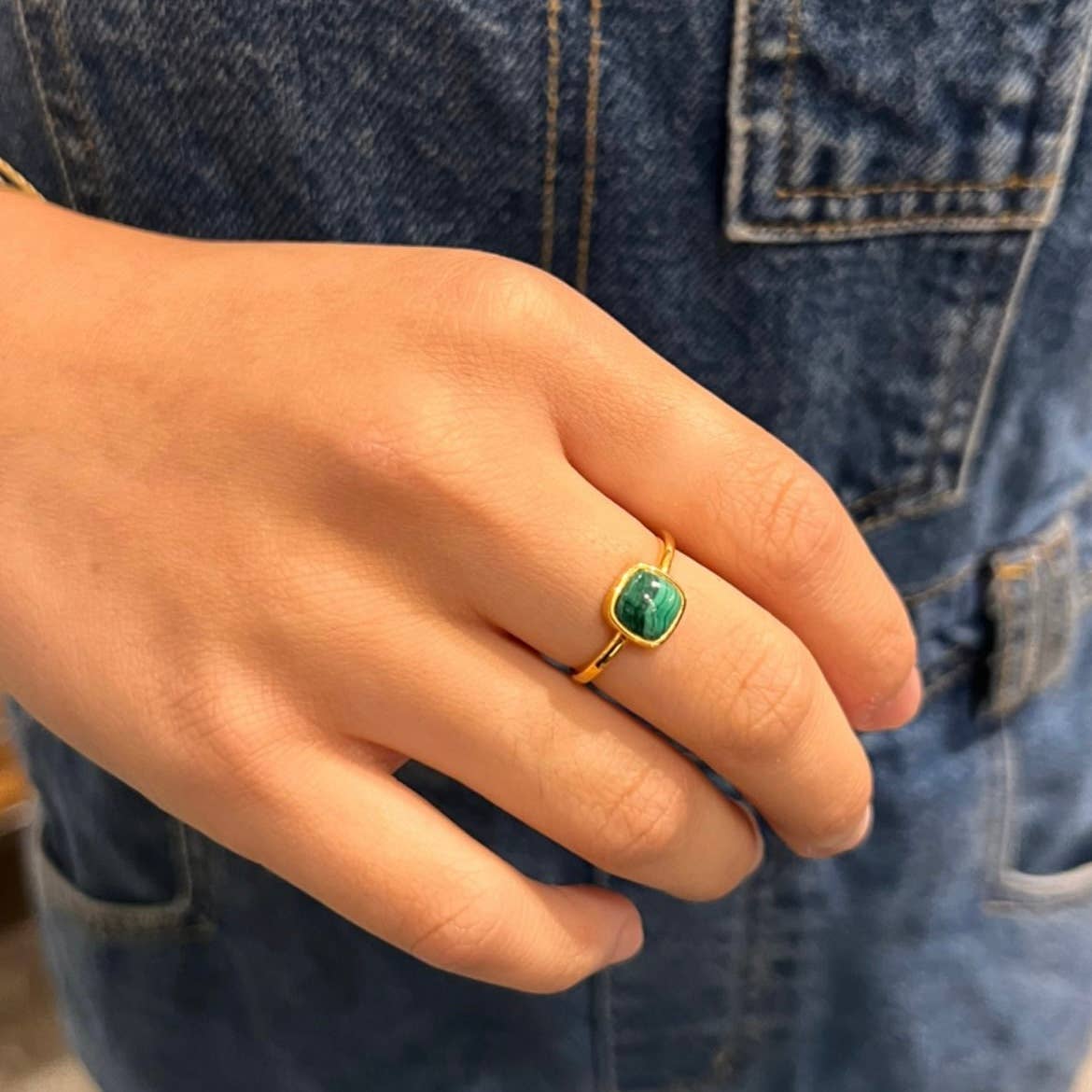 Square Malachite Ring