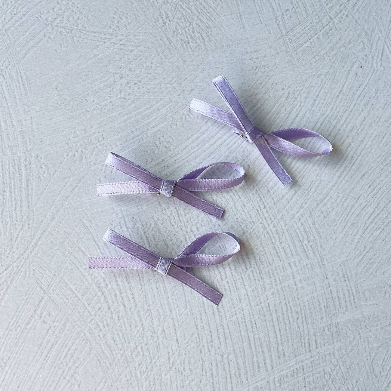 Satin Hair Ribbon Trio Set: Lilac