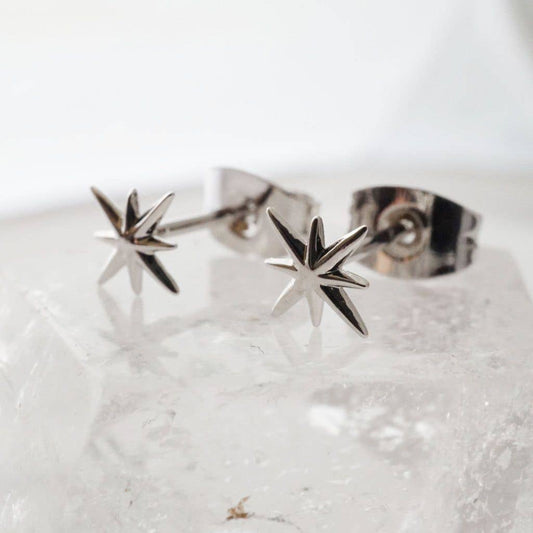 Celestial Starburst Studs: Silver