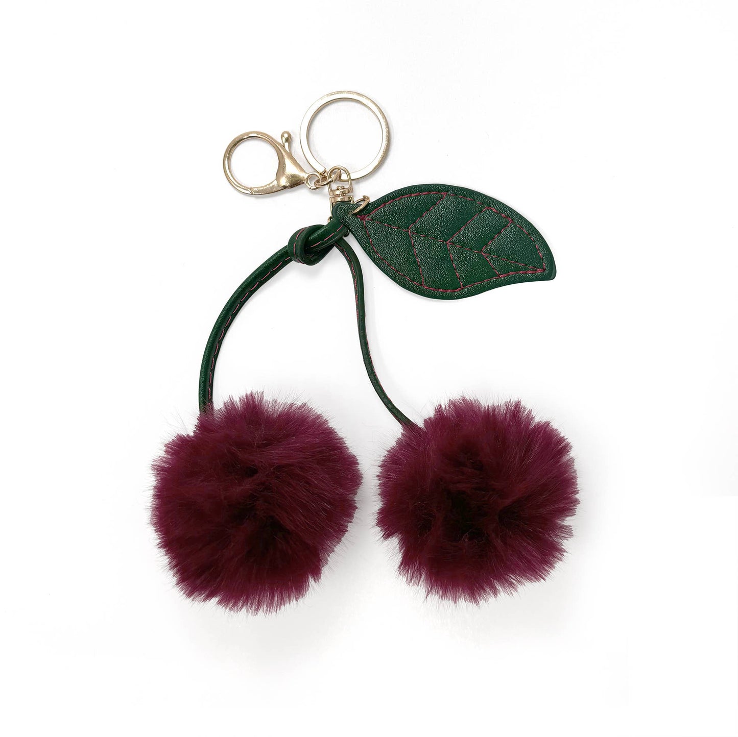 Pom Pom Cherries Key 🍒 Chain/ Bag Charm: Red