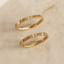 Load image into Gallery viewer, Triple CZ Stone Band Ring: Gold / Triple (3) Stones / Size 9

