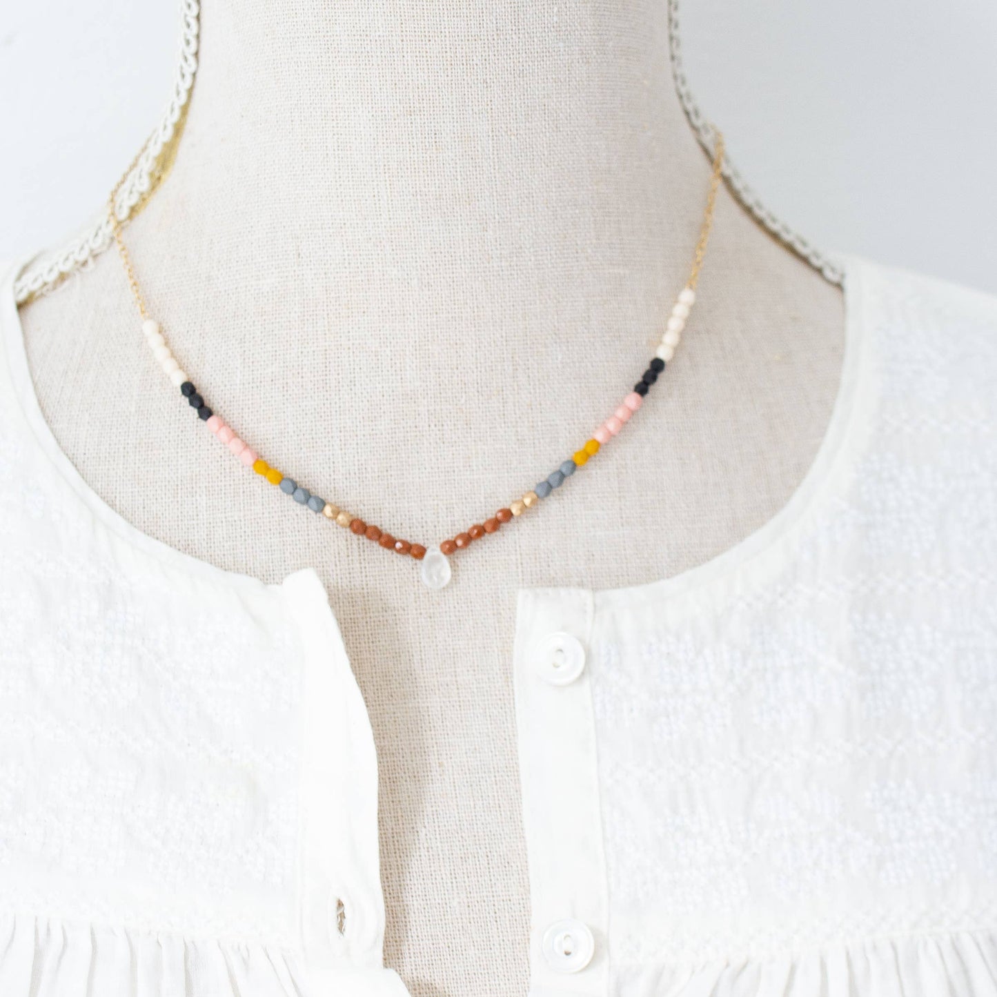 Dainty Moonstone and Blush Necklace: 18"