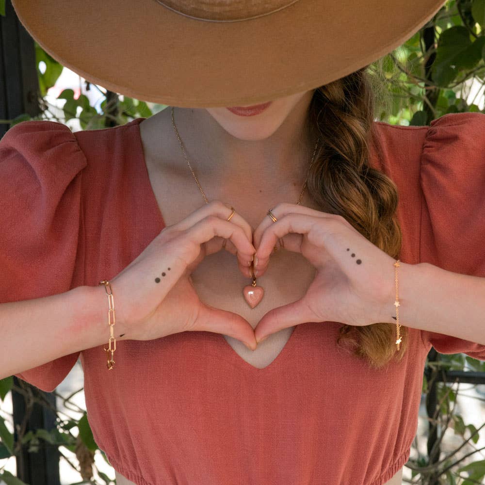 Large Enamel Heart Locket: Beige