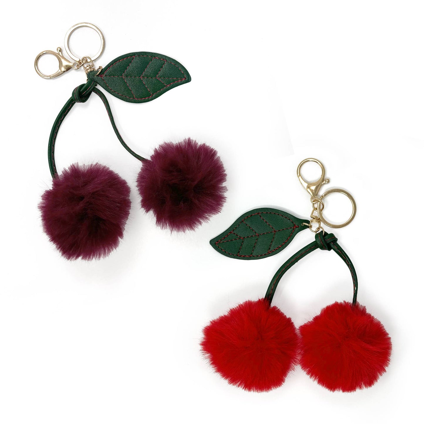 Pom Pom Cherries Key 🍒 Chain/ Bag Charm: Red