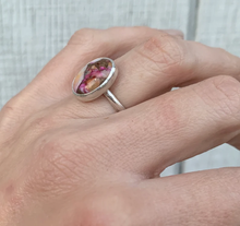 Load image into Gallery viewer, Oval Purple Dahlia Copper Turquoise Sterling Silver Ring: 7.5
