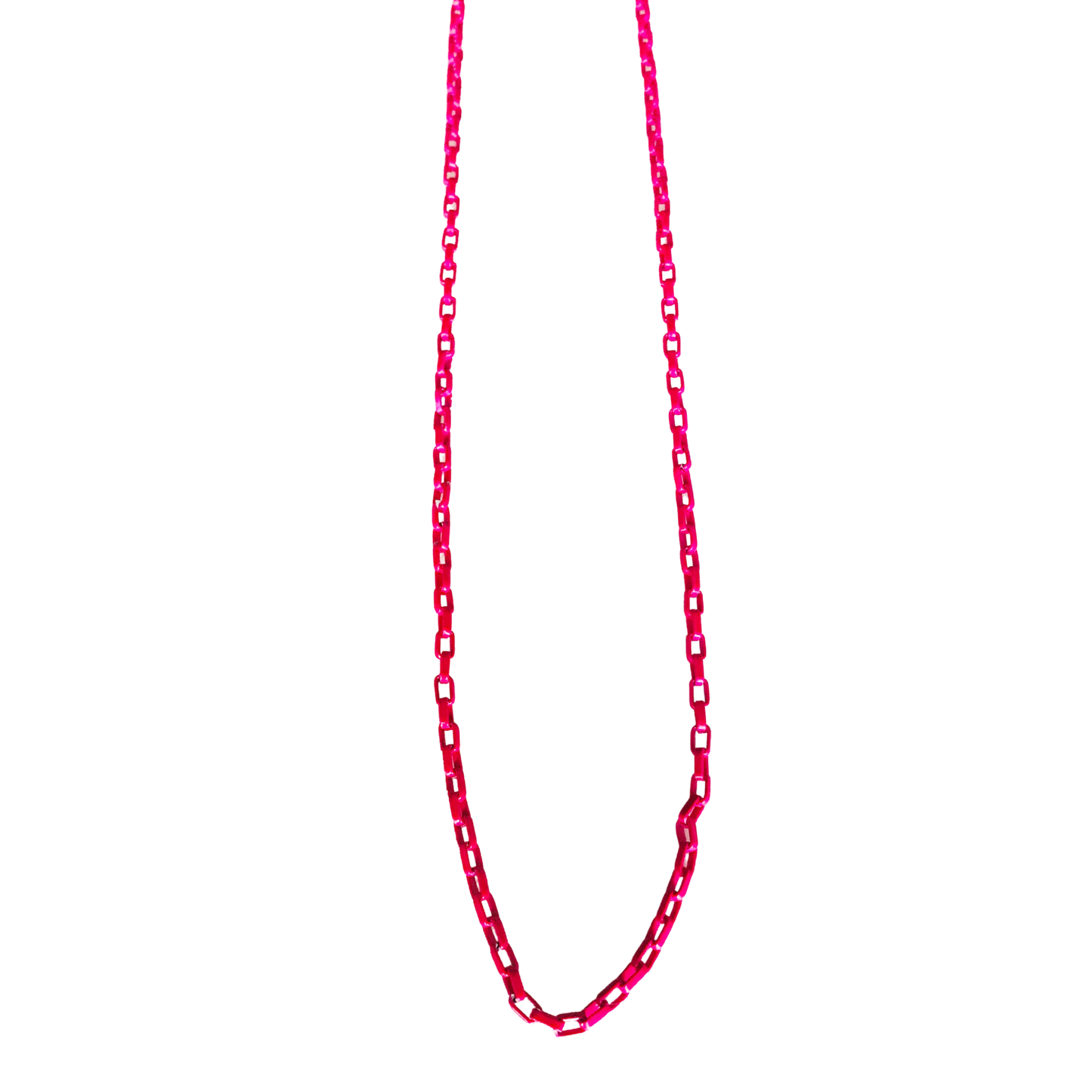 Colorful Box Chain Charm Layering Necklace: Hot Pink