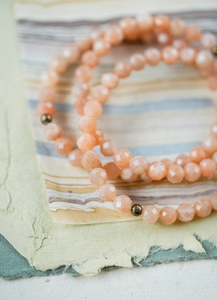 Faceted Gemstone Bracelet- Peach Moonstone