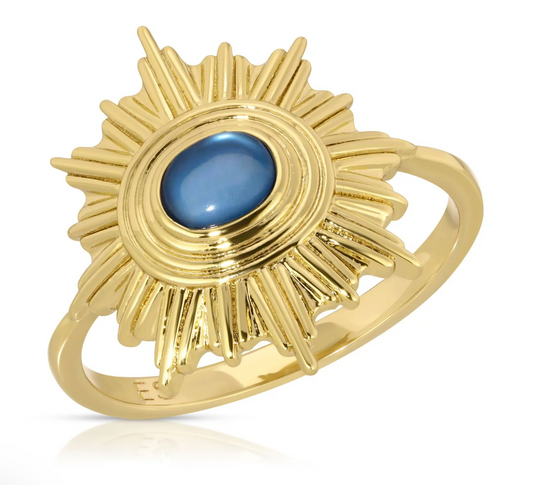 Supernova Ring - Blue Mother of Pearl/Gold