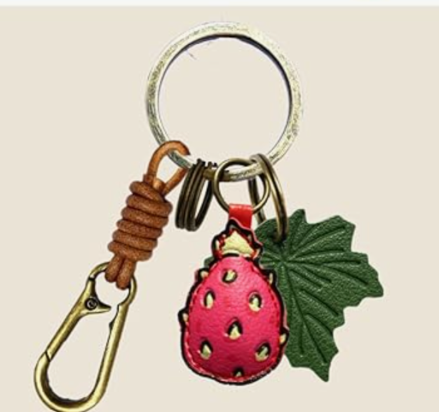 Leather Dragonfruit Keychain / Bag Charm