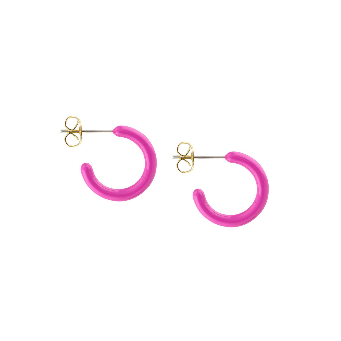 Petite Palette Enamel Post Hoop Earrings: Magenta