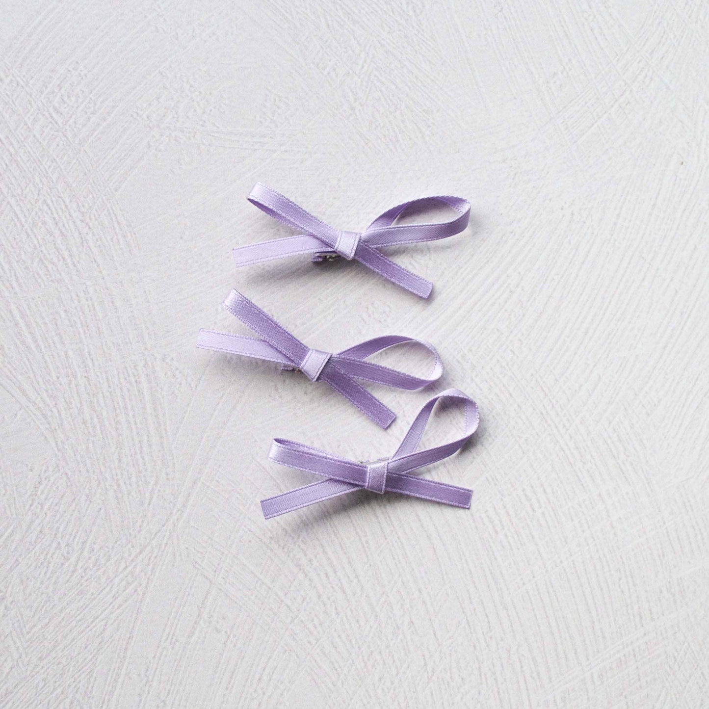 Satin Hair Ribbon Trio Set: Lilac