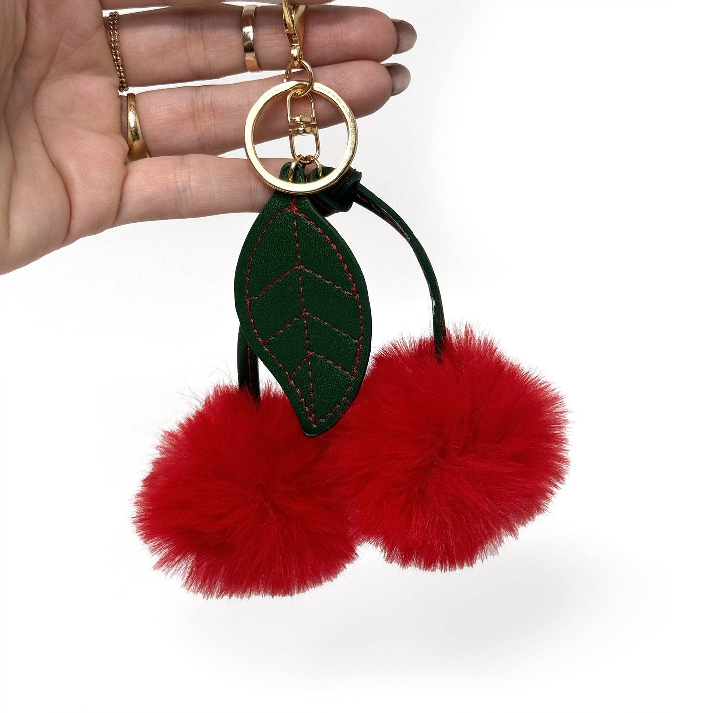 Pom Pom Cherries Key 🍒 Chain/ Bag Charm: Red