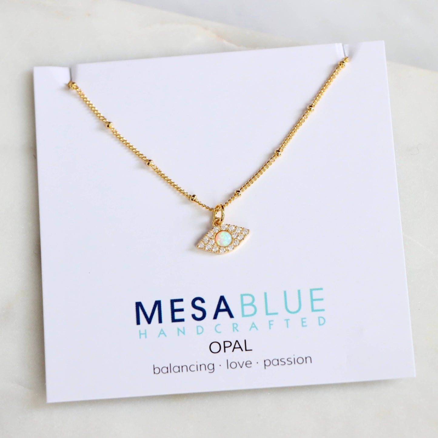 Opal CZ Evil Eye Necklace