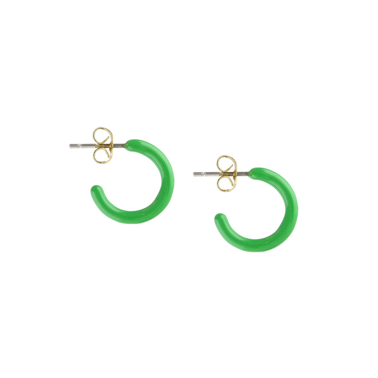 Petite Palette Enamel Post Hoop Earrings: Green