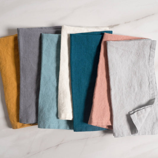 Verona 100%  Stone Washed Linen Napkins-Set Of 4, 20" x 20"