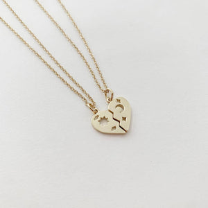 BFF Heart Set Necklace Duo: Gold