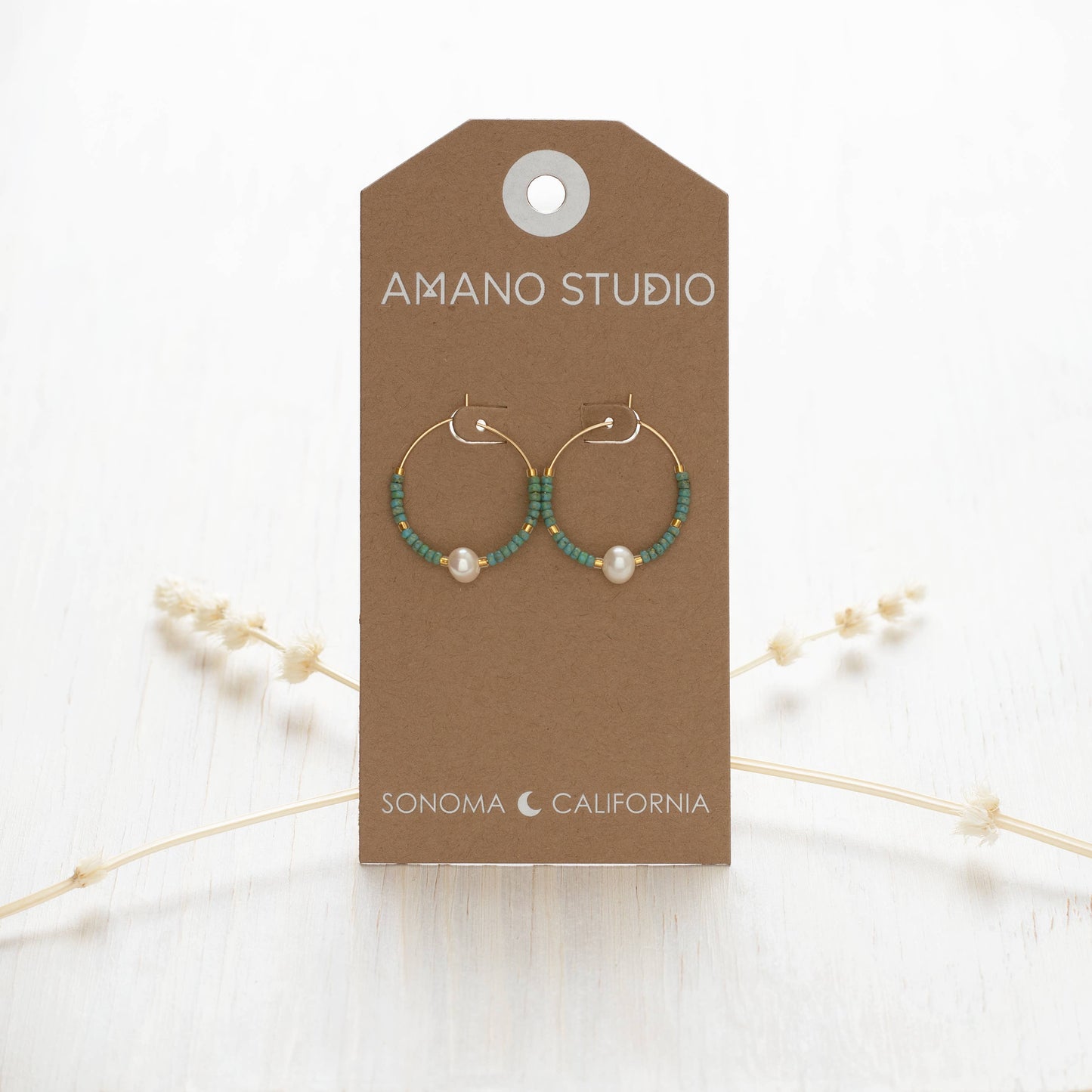 Pearl Bead Hoop Earrings: Blue Picasso