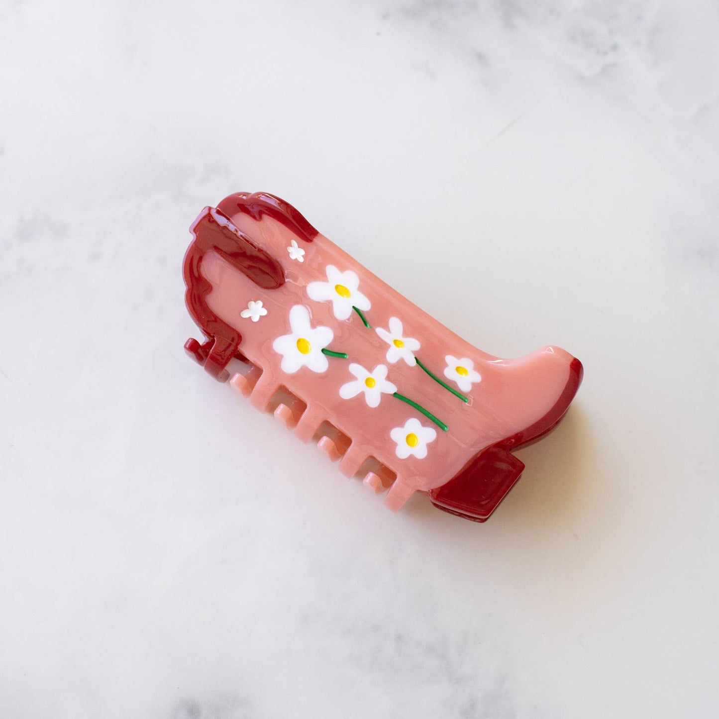 Daisy Flower Cowboy Boots Hair Claw Clip