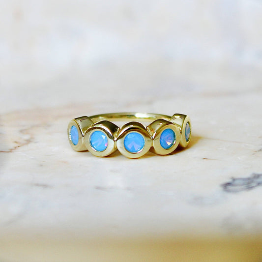 Blue Opal Bezel Ring: 8