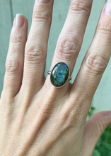 Load image into Gallery viewer, Large Oval Flashy Labradorite Sterling Silver Ring-Vertical: 8
