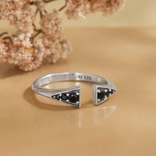 Load image into Gallery viewer, Sterling Silver Adjustable Ring with Black Crystals
