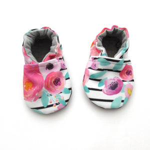 Floral Stripe Eco-Canvas Baby and Toddler Shoes 0- 6 Months